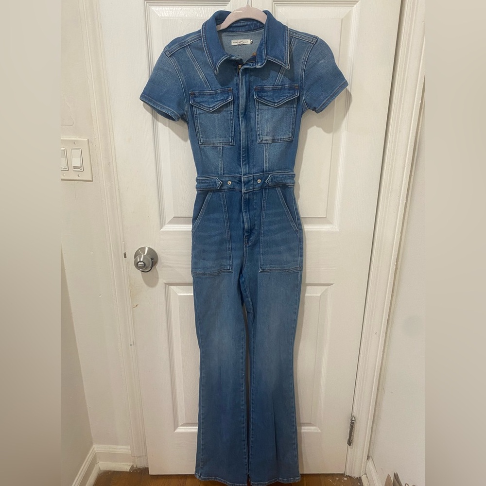 Good American Blue Denim Jumpsuit